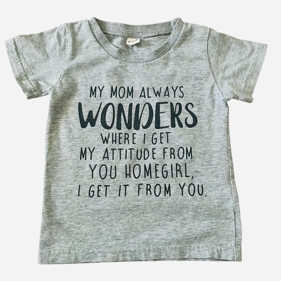 Other - Boys casual sz 90 T-Shirt with Attitude Print gray color short sleeve round neck